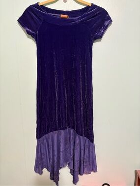 Theory Girls Deep Purple Velvet Dress with Lilac Hem